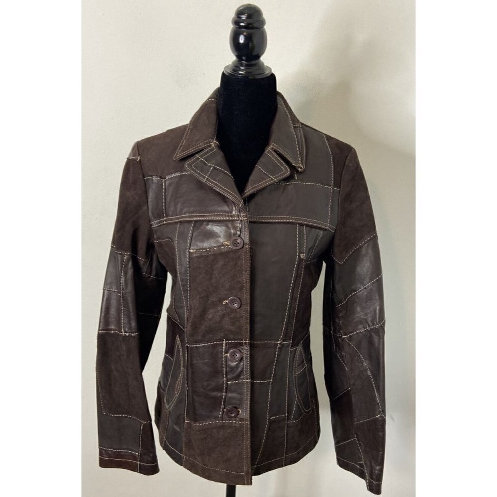Angelo Woman M Patchwork Lamb Leather Jacket Italy‎ Suede Chick